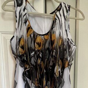 Milano yellow, black, and white maxi dress (Size 10)